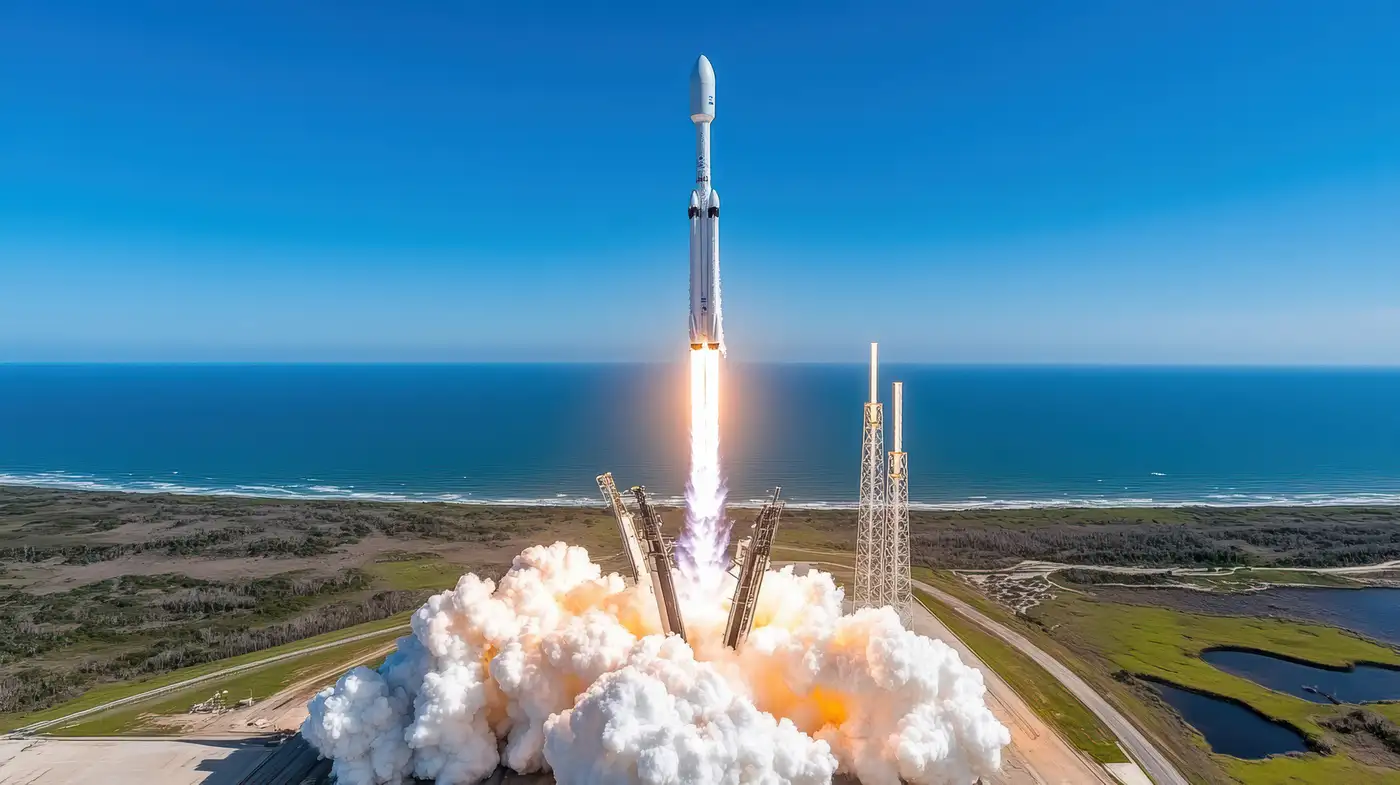 Cohete espacial despegando representado IPO de SpaceX