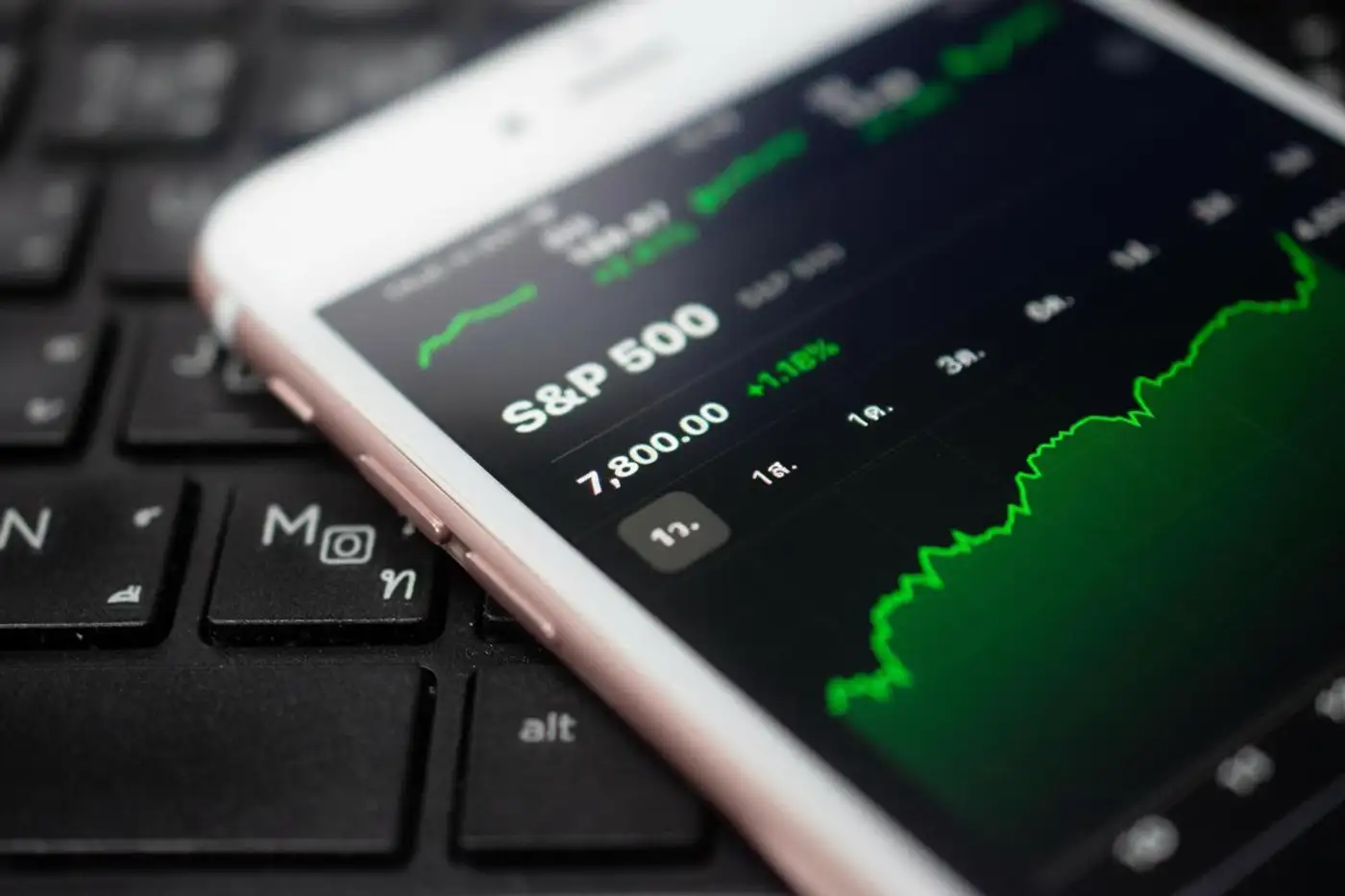 App de inversiones mostrando los movimientod de precios del S&P 500